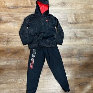 Under Armour Black Hoodie and Joggers with Red Details
